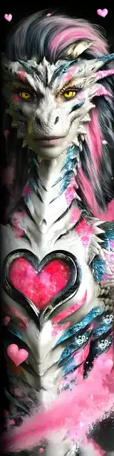 Free dragon bookmark featuring a dragon with a heart on its chest